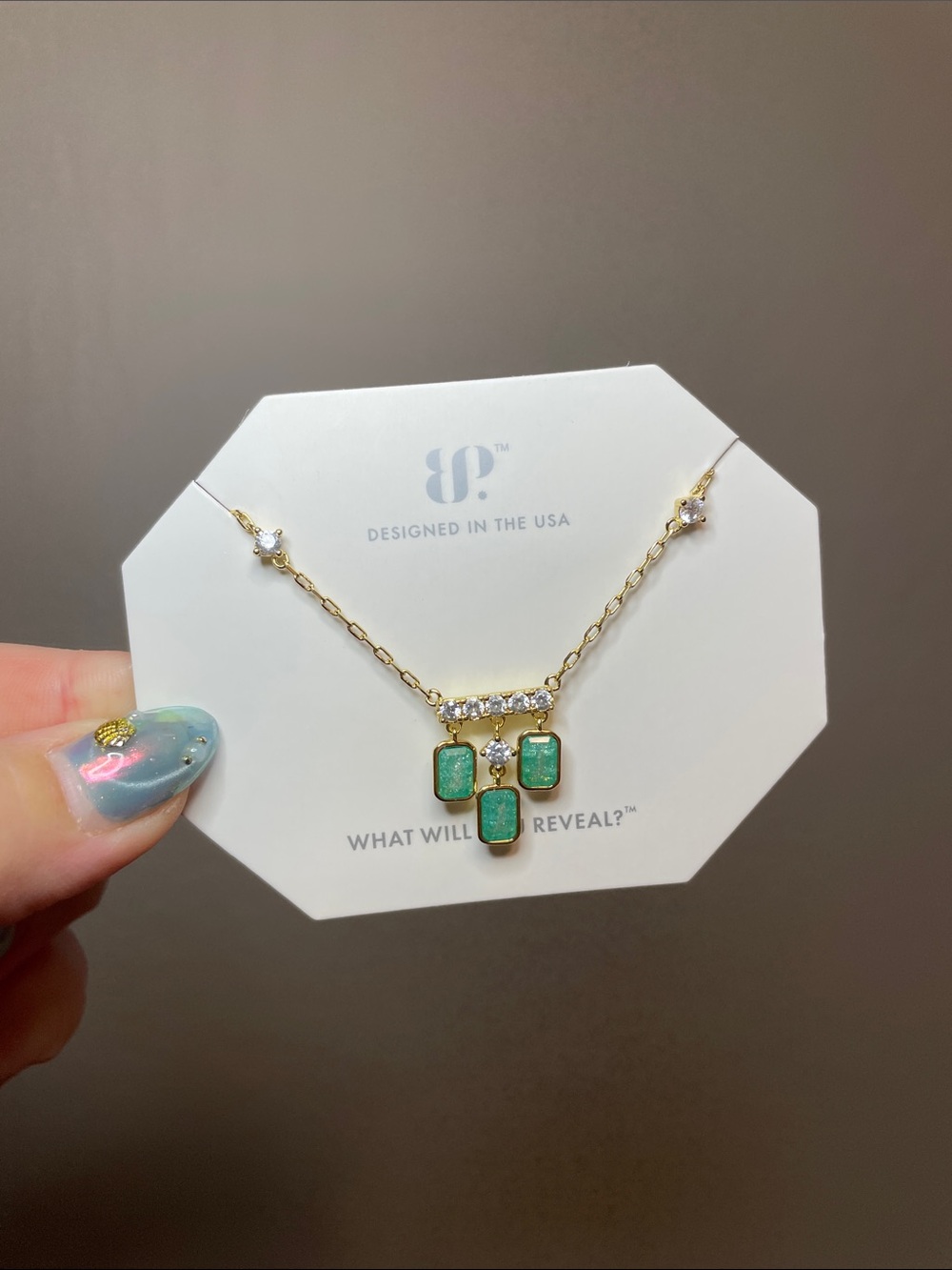 Bomb Party "Triply Dazzled" Teal Ice Crystal on Gold Plating $126 MSRP - Picture 1 of 6